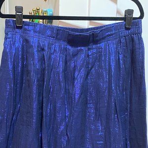 J. Crew Tea-length Blue Shimmer Skirt